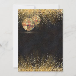 Chic Black Gold Disco Ball Rehearsal Dinner 招待状