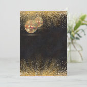 Chic Black Gold Disco Ball Rehearsal Dinner 招待状 (スタンド正面)