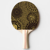 Chic Black Gold Ethnic Floral Ping Pong Paddle 卓球ラケット (正面)