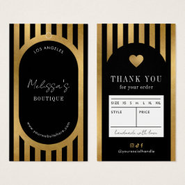 Chic Black & Gold Fashion Clothing Size Hang Tag