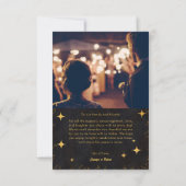 Chic Black Gold Glitter Disco Balls Wedding Photo サンキューカード (裏面)