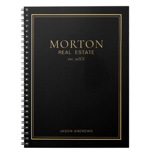 Chic Black Gold Real Estate Notebook ノートブック (正面)