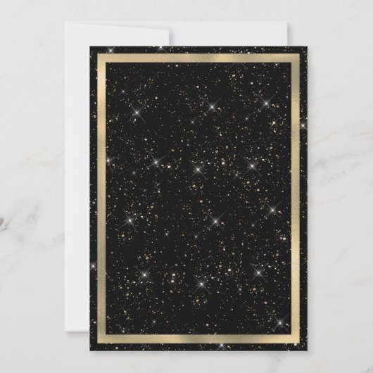 Chic black gold sparkly glitter confetti Wedding  招待状 (裏面)