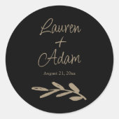 Chic Black & Gold Wedding ラウンドシール (正面)