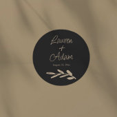 Chic Black & Gold Wedding ラウンドシール