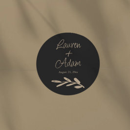 Chic Black & Gold Wedding ラウンドシール