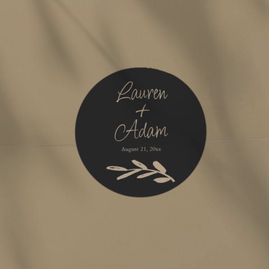 Chic Black & Gold Wedding ラウンドシール