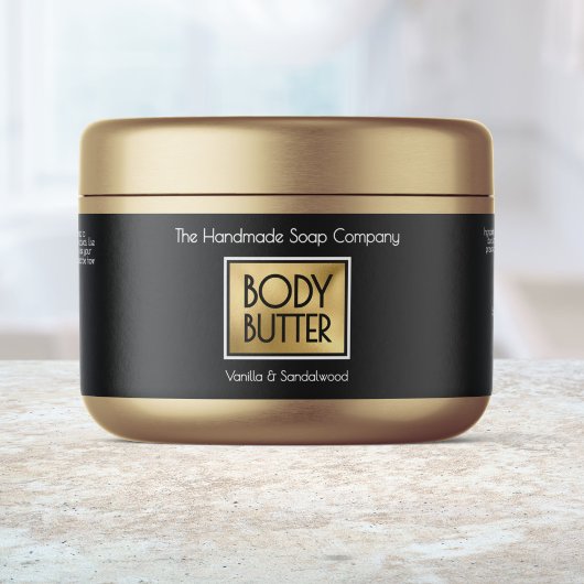 Chic Black, Gold, White Body Butter Jar label ペットボトルラベル