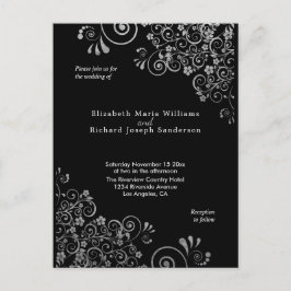 Chic Black Gray結婚式招待状RSVP lのWebサイト ポストカード
