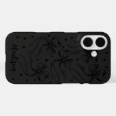chic black grey coquette bows monogram Case-Mate iPhoneケース (裏面 (横))