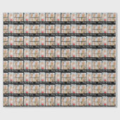 Chic Black Happy Birthday Photo Collage ラッピングペーパー (フラット)