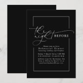 Chic Black Minimalist Modern Rehearsal Dinner 招待状 (正面/裏面)