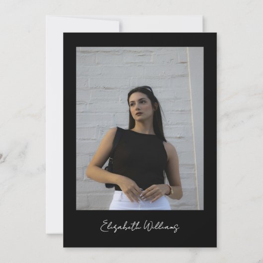 Chic Black Modern Thirty Photo Birthday Party 招待状 (裏面)