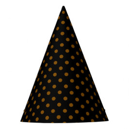 Chic Black Party Hat with Shiny Solid Brown Dots パーティーハット