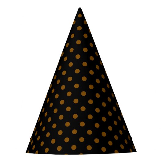 Chic Black Party Hat with Shiny Solid Brown Dots パーティーハット (正面)