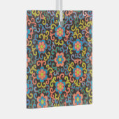 Chic Black Pattern with Colorful Floral  ガラスオーナメント (正面右)