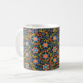 Chic Black Pattern with Colorful Floral  コーヒーマグカップ (正面左)