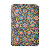 Chic Black Pattern with Colorful Floral  バスマット (正面縦)