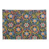 Chic Black Pattern with Colorful Floral  枕カバー (裏面-右)