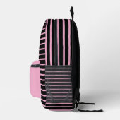 Chic Black & Pink Line Art Backpack  プリントバックパック (右)