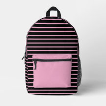 Chic Black & Pink Line Art Backpack 