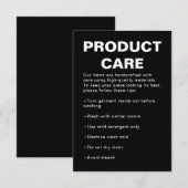 Chic Black Product Care Note Card エンクロージャーカード (正面/裏面)