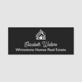 Chic Black Real Estate Company Custom Realtor 名札 (正面)