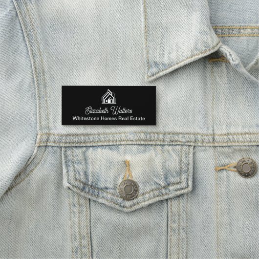 Chic Black Real Estate Company Custom Realtor 名札 (インサイチュ)
