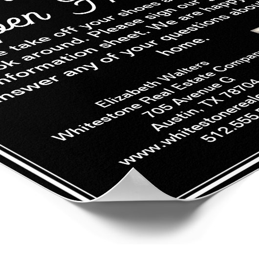 Chic Black Real Estate Company Open House Welcome ポスター (角)