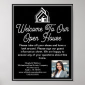 Chic Black Real Estate Company Open House Welcome ポスター (正面)