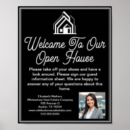 Chic Black Real Estate Company Open House Welcome ポスター
