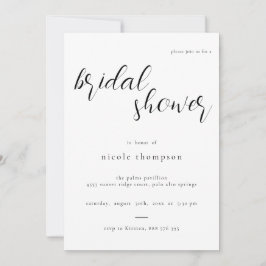 Chic Black Script Bridal Shower Invitation Minimal 招待状