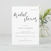 Chic Black Script Bridal Shower Invitation Minimal 招待状 (スタンド正面)