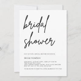 Chic Black Script Bridal Shower Invitation Minimal 招待状