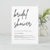 Chic Black Script Bridal Shower Invitation Minimal 招待状 (スタンド正面)