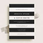 Chic Black Stripes Wedding Invitation 招待状<br><div class="desc">This wedding invitation is a modern take on a classic design. The invitation features large black and white stripes that create a bold and striking look, with an elegant traditional typography. The typography used is classic and timeless, making it perfect for a formal wedding. The invitation is printed on high-quality...</div>