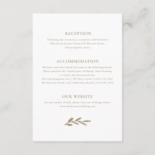 Chic Black Wedding Details エンクロージャーカード (裏面)