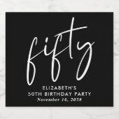 Chic Black White 50th Birthday Party スパークリングワインラベル (シングルラベル)