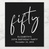 Chic Black White 50th Birthday Party ワインラベル (シングルラベル)