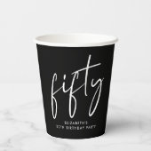 Chic Black White 50th Birthday Party 紙コップ (裏面)