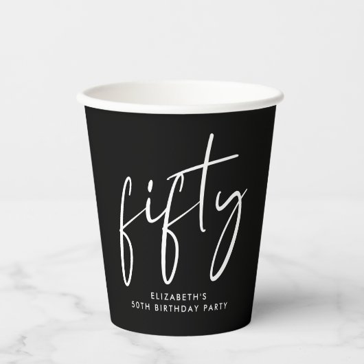 Chic Black White 50th Birthday Party 紙コップ (正面)