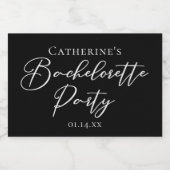 Chic Black White Bachelorette Party Custom Mini スパークリングワインラベル (シングルラベル)