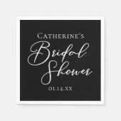 Chic Black White Bridal Shower Personalized スタンダードカクテルナプキン (正面)