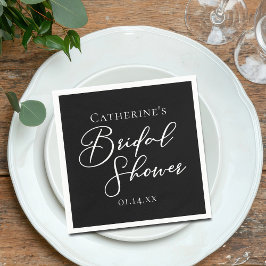 Chic Black White Bridal Shower Personalized スタンダードカクテルナプキン