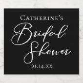 Chic Black White Bridal Shower Personalized スパークリングワインラベル (シングルラベル)