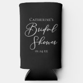 Chic Black White Bridal Shower Personalized スリム缶クーラー (正面)
