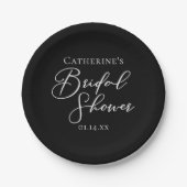 Chic Black White Bridal Shower Personalized ペーパープレート (正面)