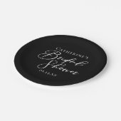 Chic Black White Bridal Shower Personalized ペーパープレート (アングル)
