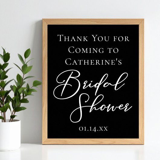 Chic Black White Bridal Shower Personalized ポスター
