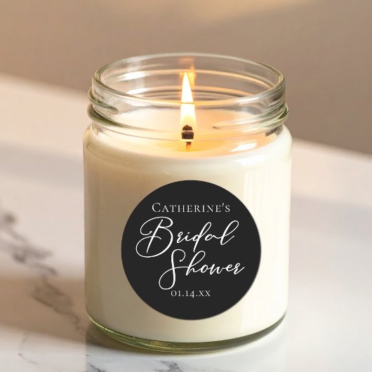 Chic Black White Bridal Shower Personalized ラウンドシール